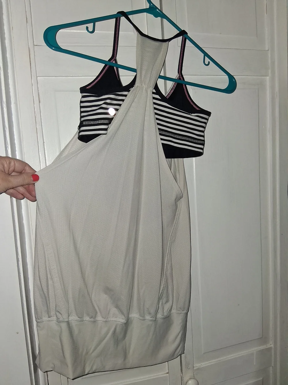 lululemon athletica White Tank with Black Stripe Shelf Bra